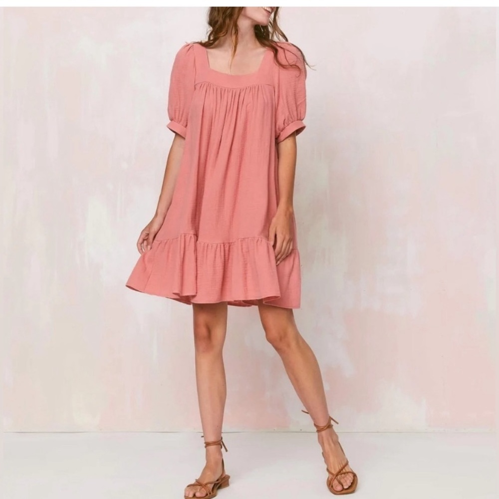 𝅺Christy Dawn The Berkley Organic Cotton dress Santa Fe Pink XS Babydoll Belt
